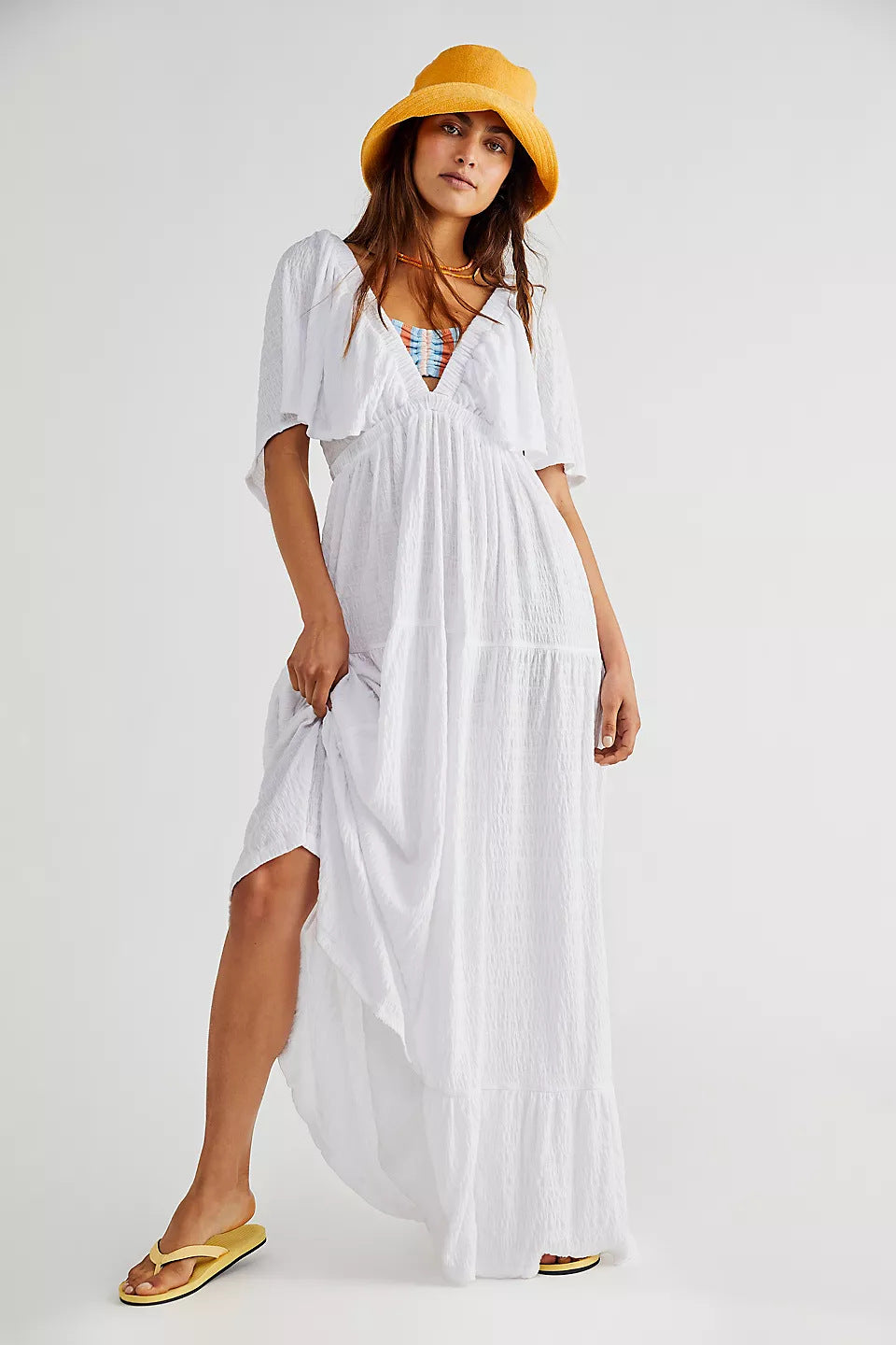 European And American Leisure Fashion Summer V-neck Loose Long Dress