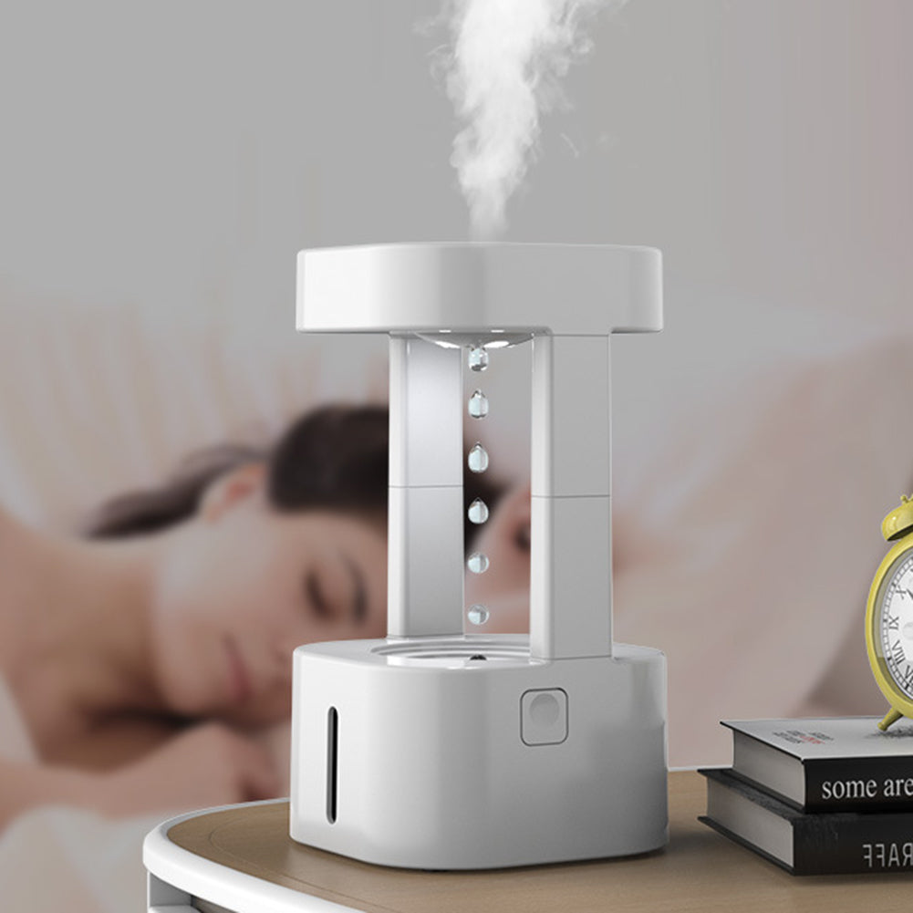 Humidificador de aire acondicionado con forma de gota de agua antigravedad creativo, pulverizador silencioso para el hogar, dormitorio y oficina con tanque de agua de 580 ml