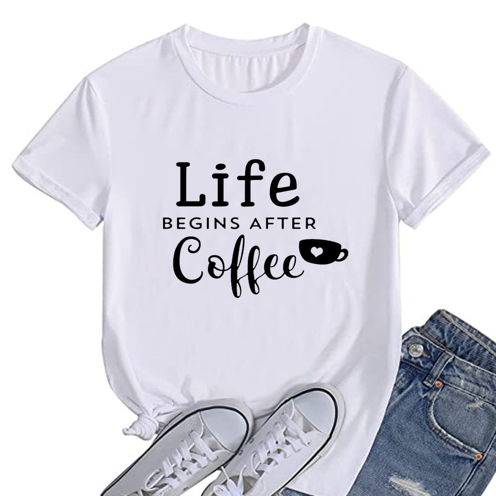 Letter Loose Round Neck T-shirt
