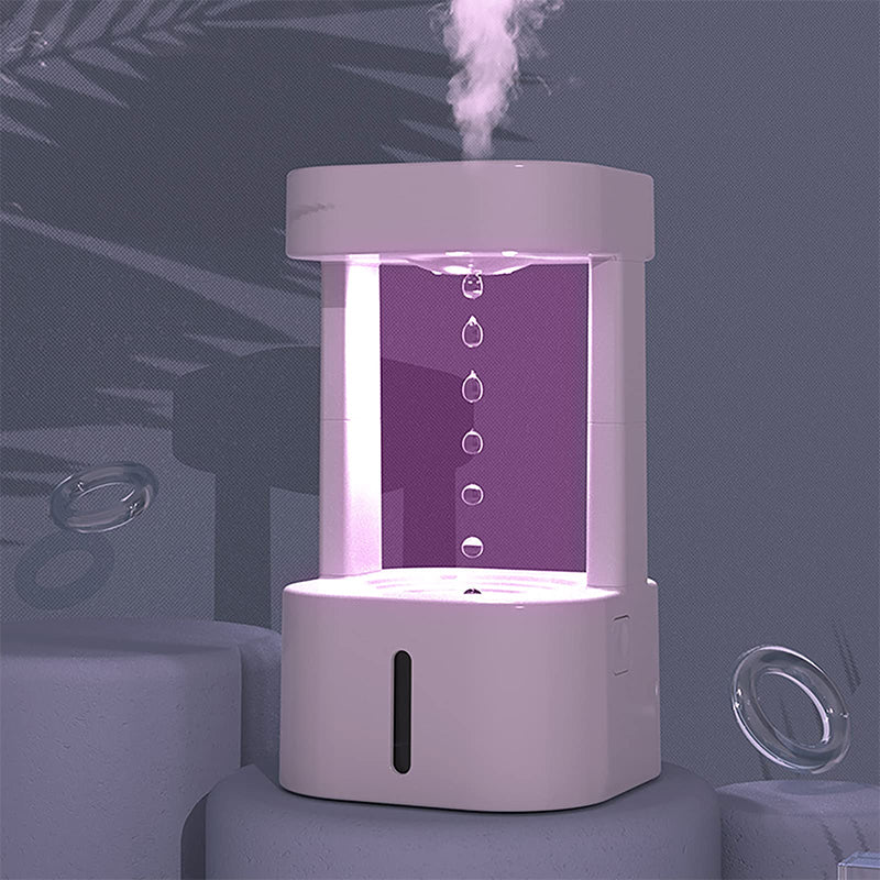 Humidificador de aire acondicionado con forma de gota de agua antigravedad creativo, pulverizador silencioso para el hogar, dormitorio y oficina con tanque de agua de 580 ml