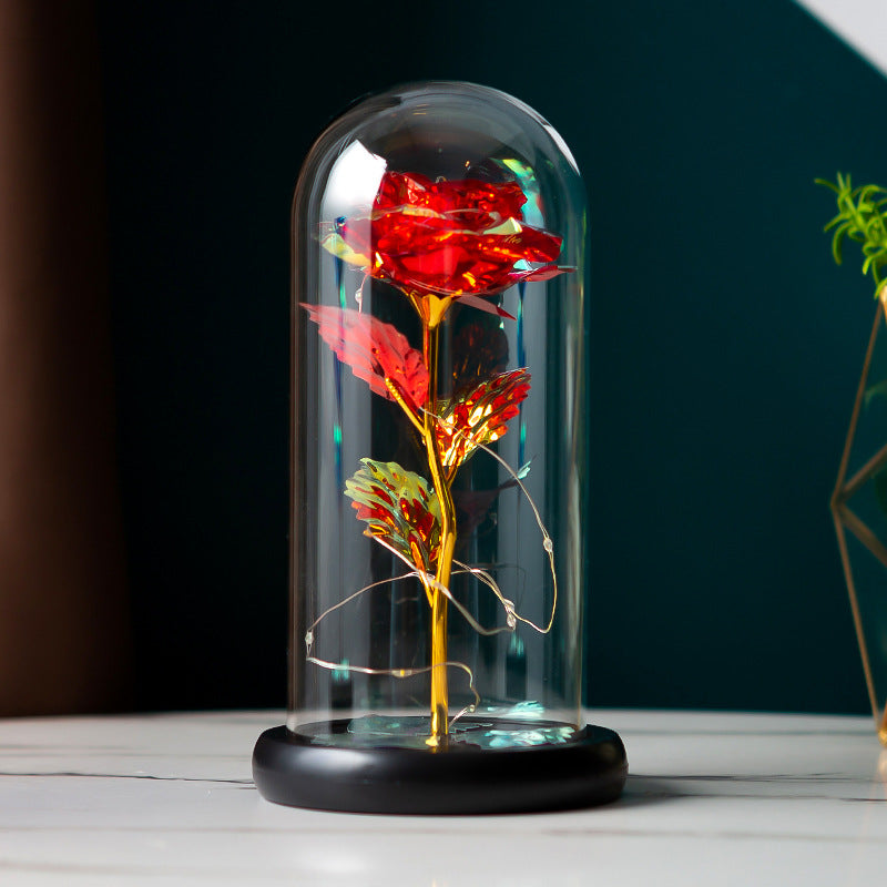 Flor preservada cubierta de vidrio lámina de oro rosa flor día de la madre día de San Valentín regalo de cumpleaños regalo decoración transfronterizo Amazon
