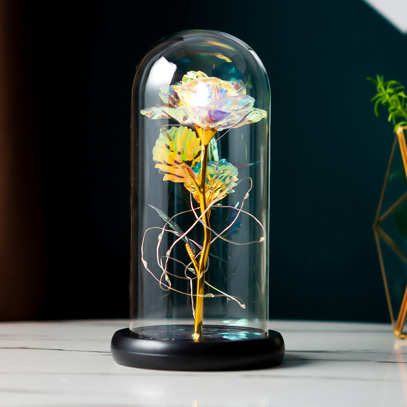 Flor preservada cubierta de vidrio lámina de oro rosa flor día de la madre día de San Valentín regalo de cumpleaños regalo decoración transfronterizo Amazon