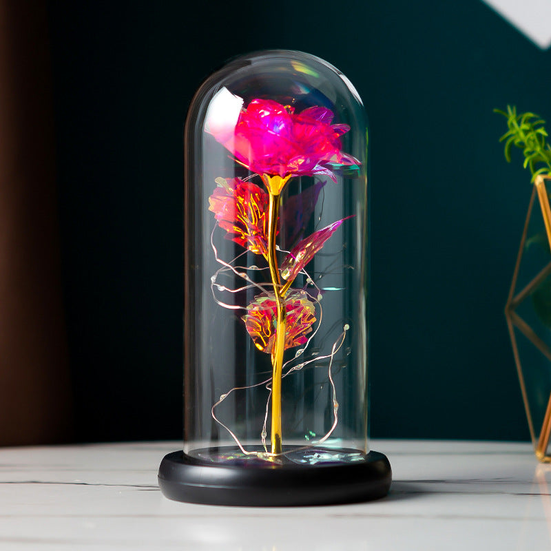 Flor preservada cubierta de vidrio lámina de oro rosa flor día de la madre día de San Valentín regalo de cumpleaños regalo decoración transfronterizo Amazon