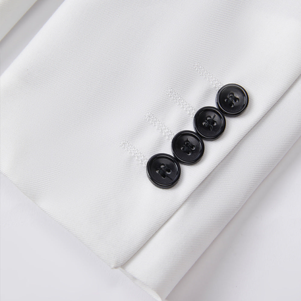Traje de hombre de dos piezas en color blanco y negro a juego