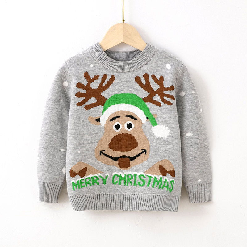 Children's Boys' Cartoon Pullover Knitwear Girls' Christmas Elk Sweater