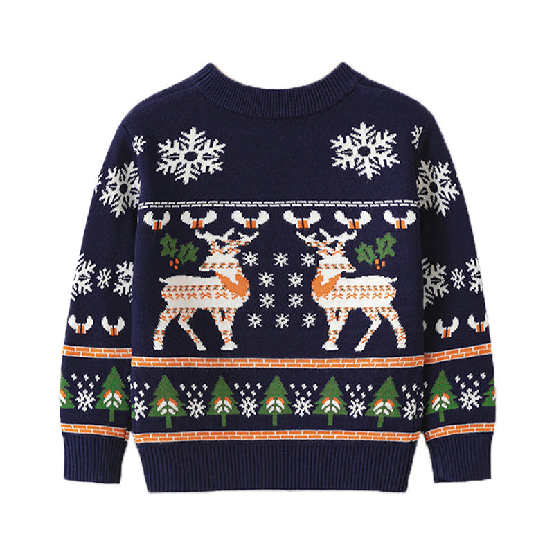 Children's Boys' Cartoon Pullover Knitwear Girls' Christmas Elk Sweater