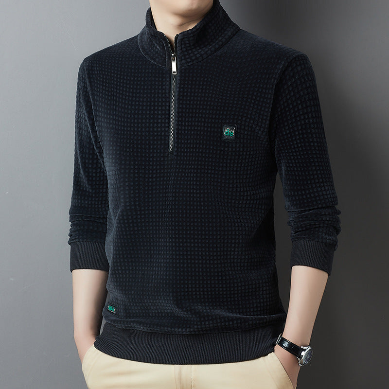 Camiseta cálida de moda para hombre, informal, de forro polar y con parte inferior gruesa