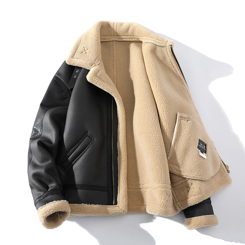 Chaqueta de talla grande con solapa integrada y pelo más grueso y forro polar