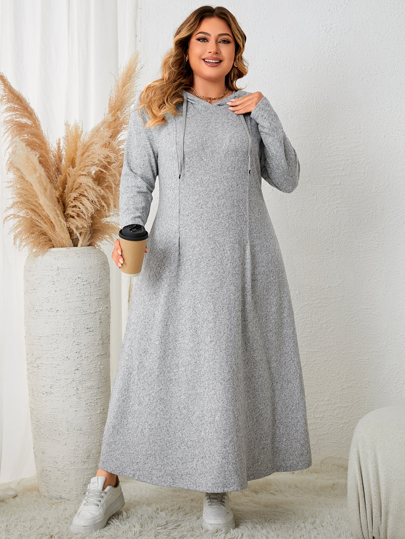 Autumn New Waist A- Line Skirt Plus Size Hooded Casual Dress