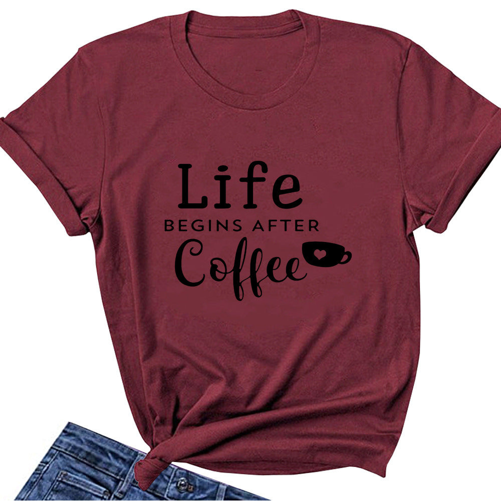 Letter Loose Round Neck T-shirt