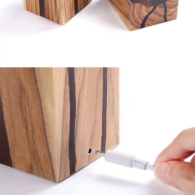 Lámpara de mesa creativa ajustable para mesita de noche, sin reflejos, decorativa, de madera, color marrón, lámpara de escritorio LED con carga USB, luz de noche para dormitorio marrón