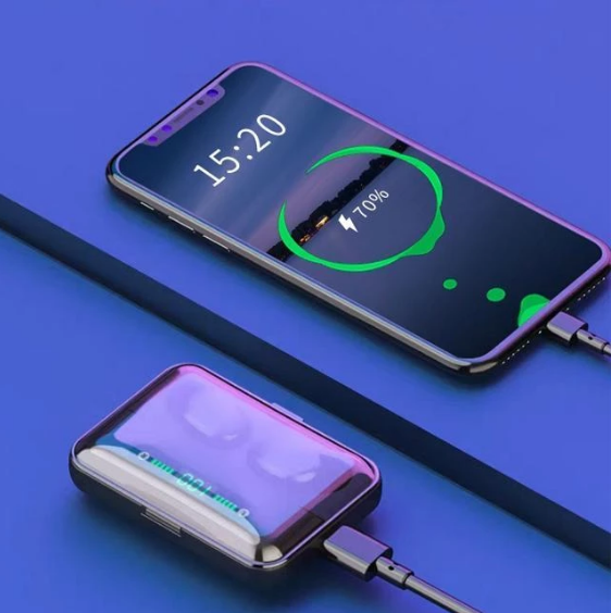 Auriculares Bluetooth multifunción con movimiento binaural y batería externa compatible con teléfono