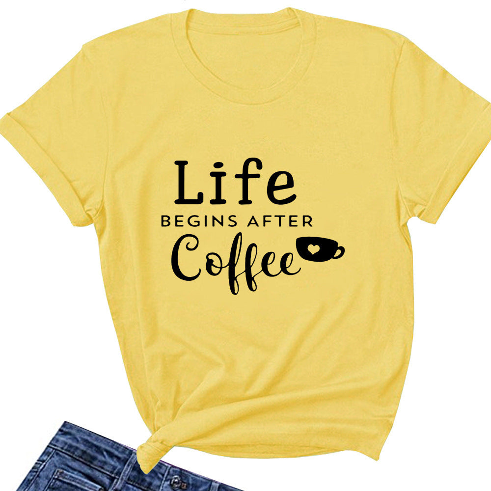 Letter Loose Round Neck T-shirt