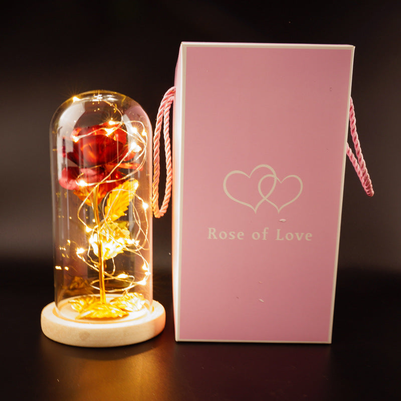 Flor preservada cubierta de vidrio lámina de oro rosa flor día de la madre día de San Valentín regalo de cumpleaños regalo decoración transfronterizo Amazon