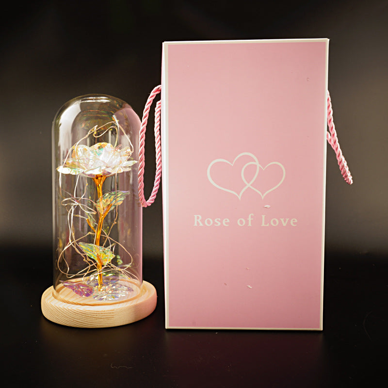 Flor preservada cubierta de vidrio lámina de oro rosa flor día de la madre día de San Valentín regalo de cumpleaños regalo decoración transfronterizo Amazon