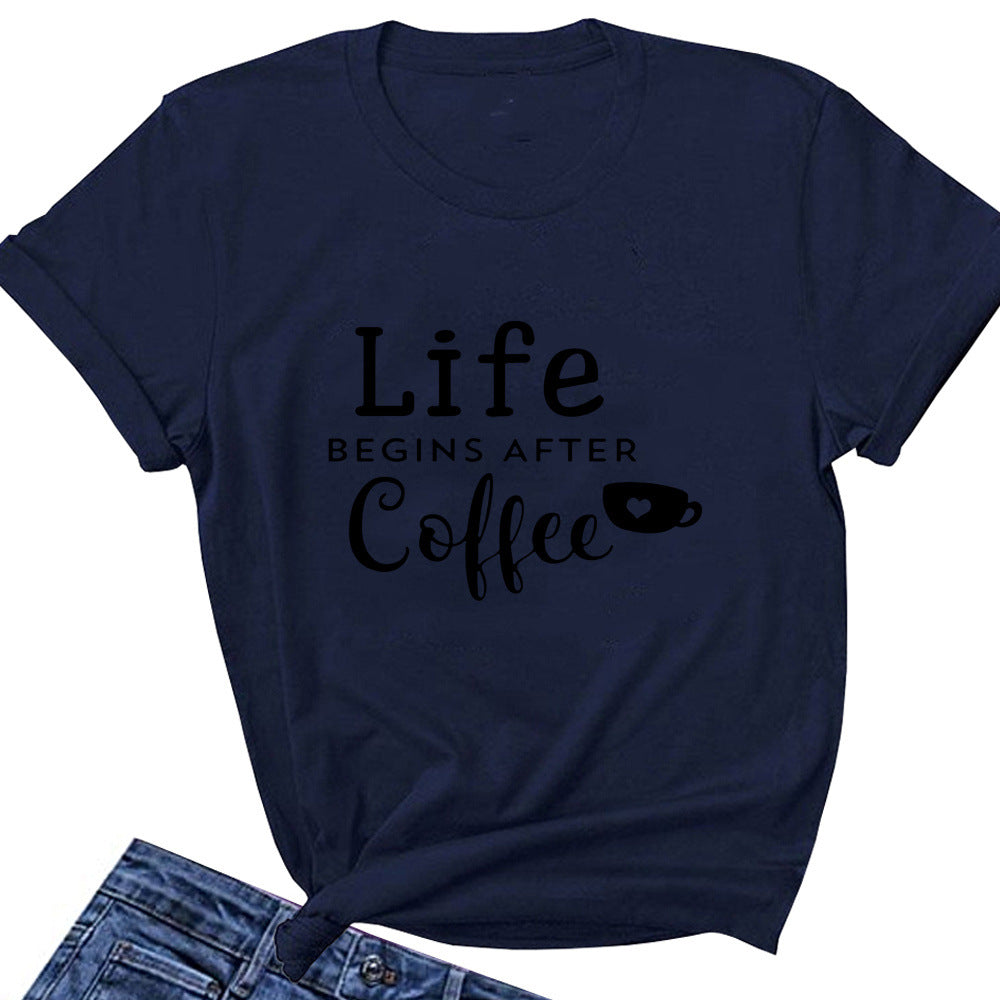 Letter Loose Round Neck T-shirt
