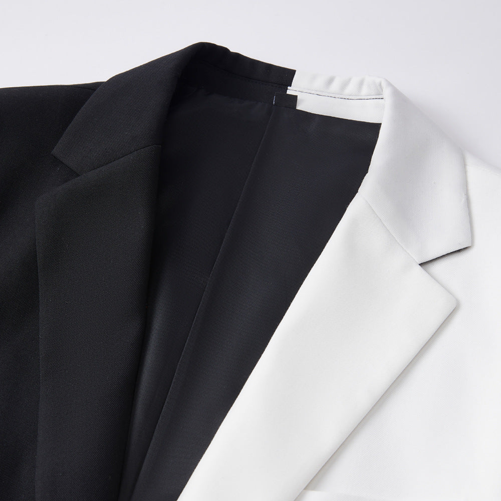 Traje de hombre de dos piezas en color blanco y negro a juego