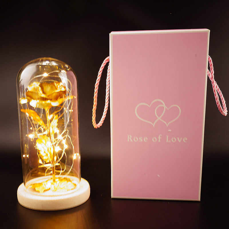Flor preservada cubierta de vidrio lámina de oro rosa flor día de la madre día de San Valentín regalo de cumpleaños regalo decoración transfronterizo Amazon