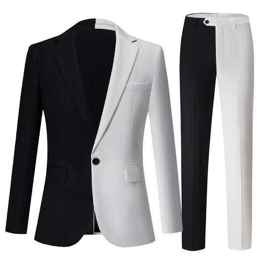 Traje de hombre de dos piezas en color blanco y negro a juego