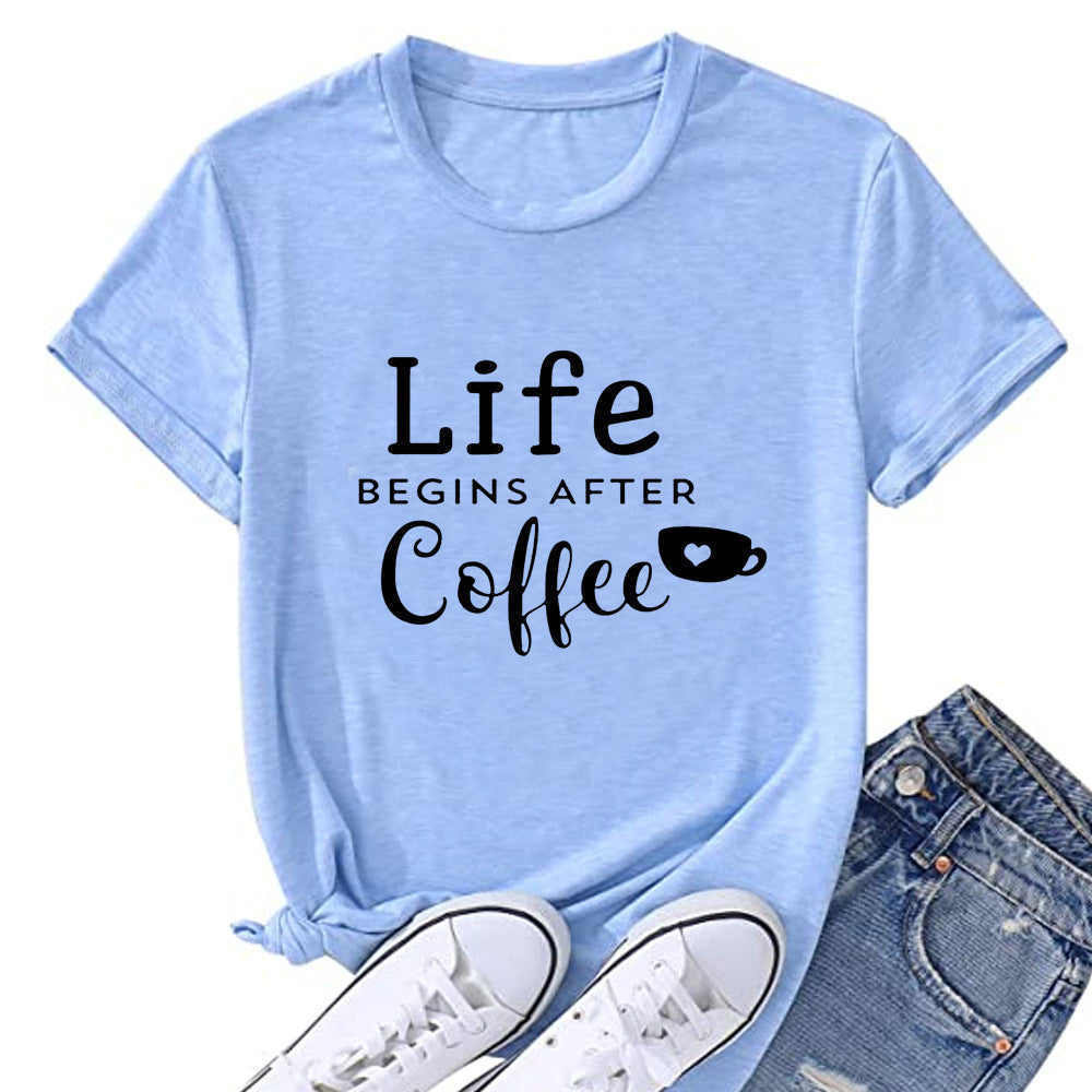 Letter Loose Round Neck T-shirt