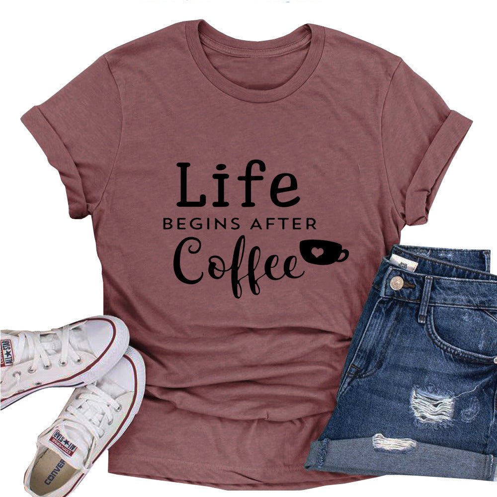 Letter Loose Round Neck T-shirt