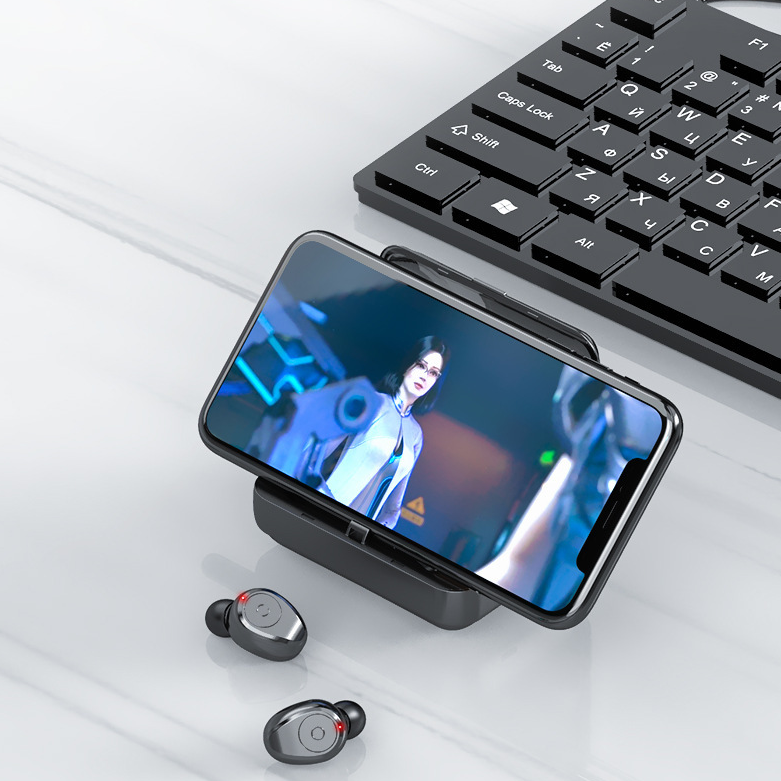 Auriculares Bluetooth multifunción con movimiento binaural y batería externa compatible con teléfono