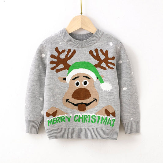 Children's Boys' Cartoon Pullover Knitwear Girls' Christmas Elk Sweater
