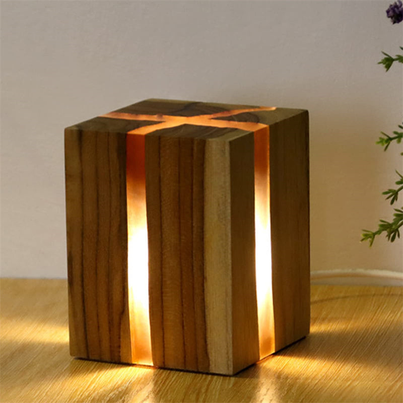 Lámpara de mesa creativa ajustable para mesita de noche, sin reflejos, decorativa, de madera, color marrón, lámpara de escritorio LED con carga USB, luz de noche para dormitorio marrón