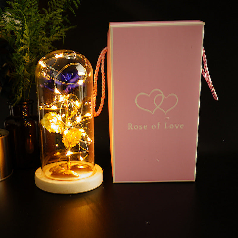 Flor preservada cubierta de vidrio lámina de oro rosa flor día de la madre día de San Valentín regalo de cumpleaños regalo decoración transfronterizo Amazon