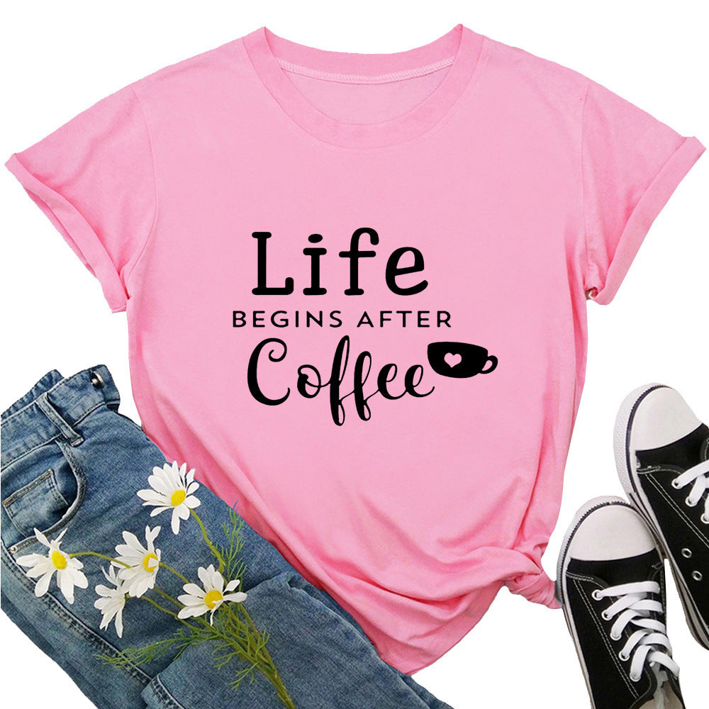 Letter Loose Round Neck T-shirt