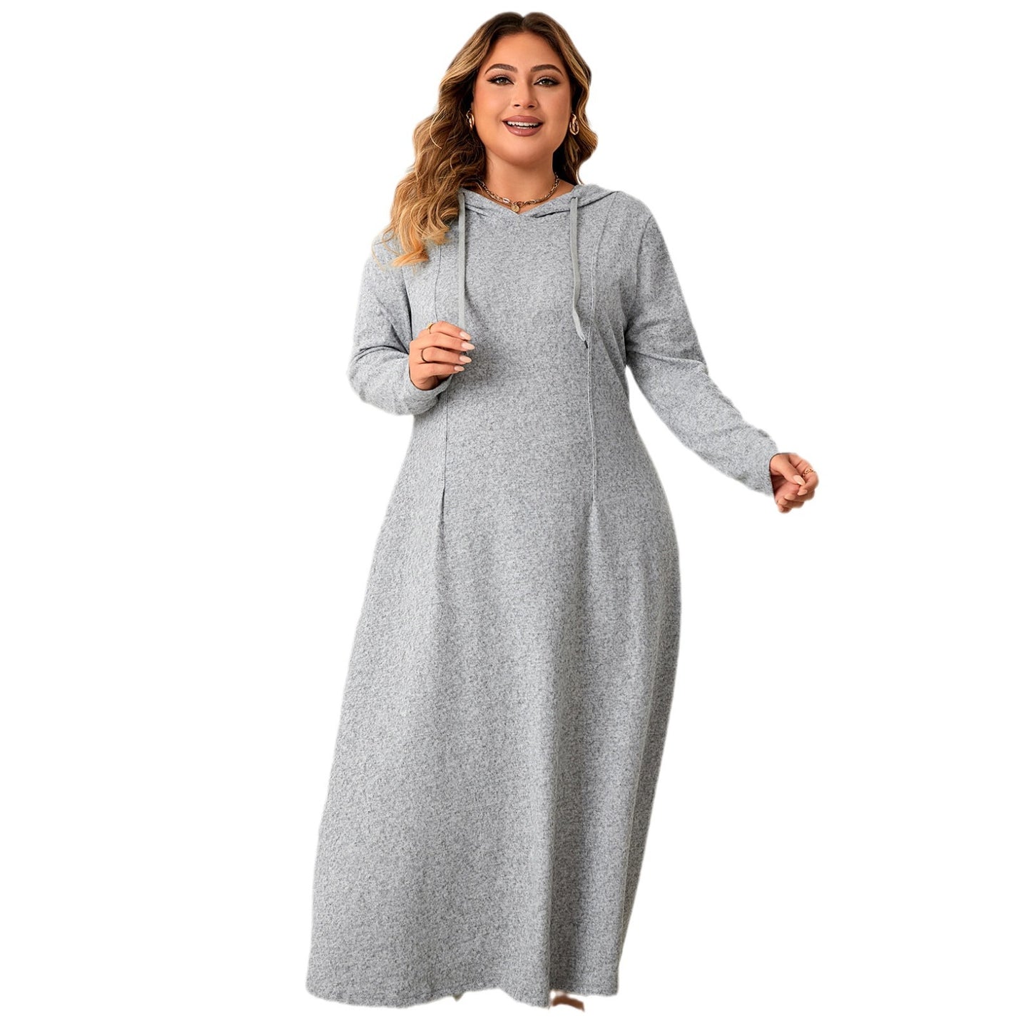 Autumn New Waist A- Line Skirt Plus Size Hooded Casual Dress