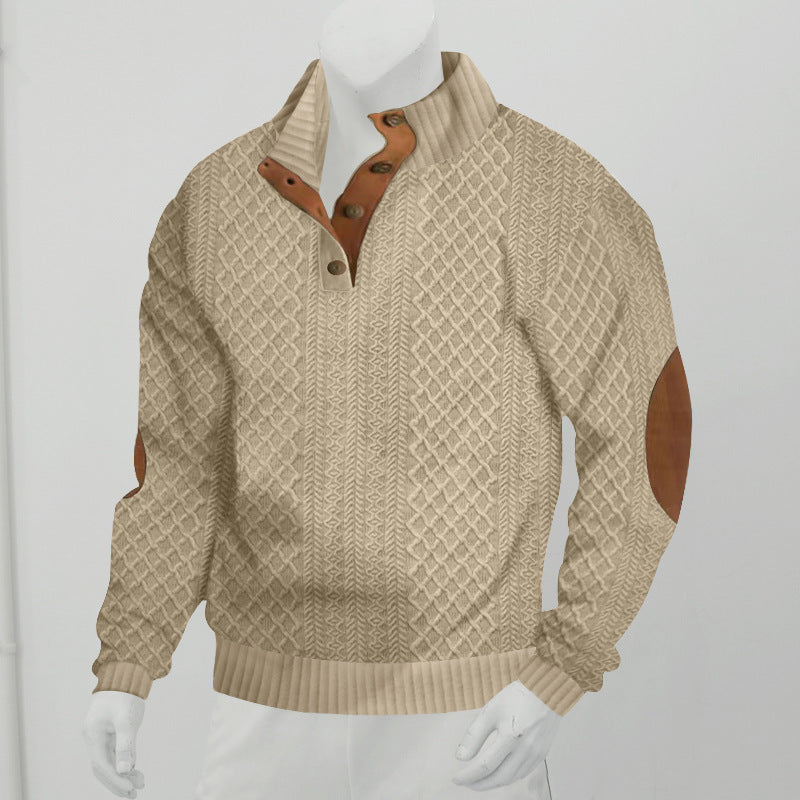 Suéter de punto jacquard de manga larga y cuello alto