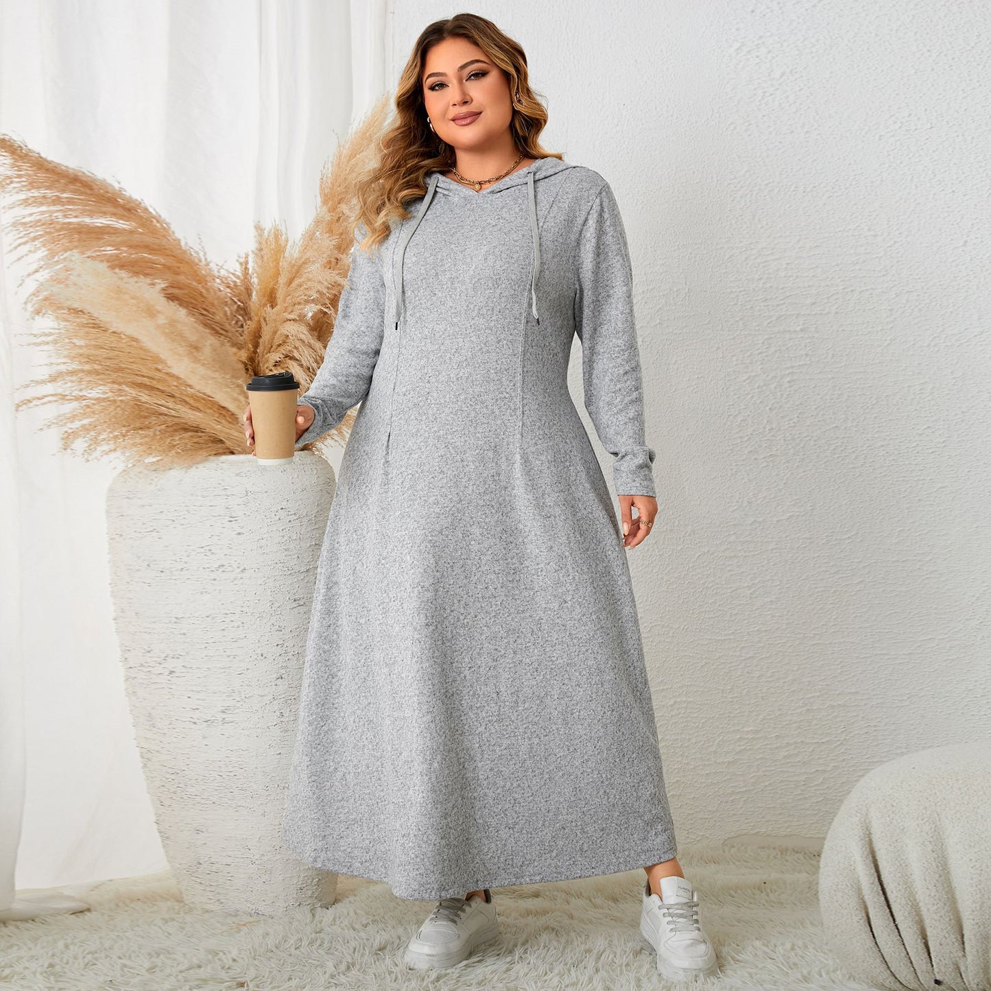 Autumn New Waist A- Line Skirt Plus Size Hooded Casual Dress