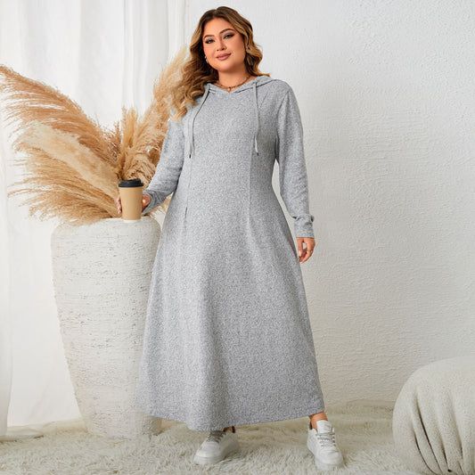 Autumn New Waist A- Line Skirt Plus Size Hooded Casual Dress