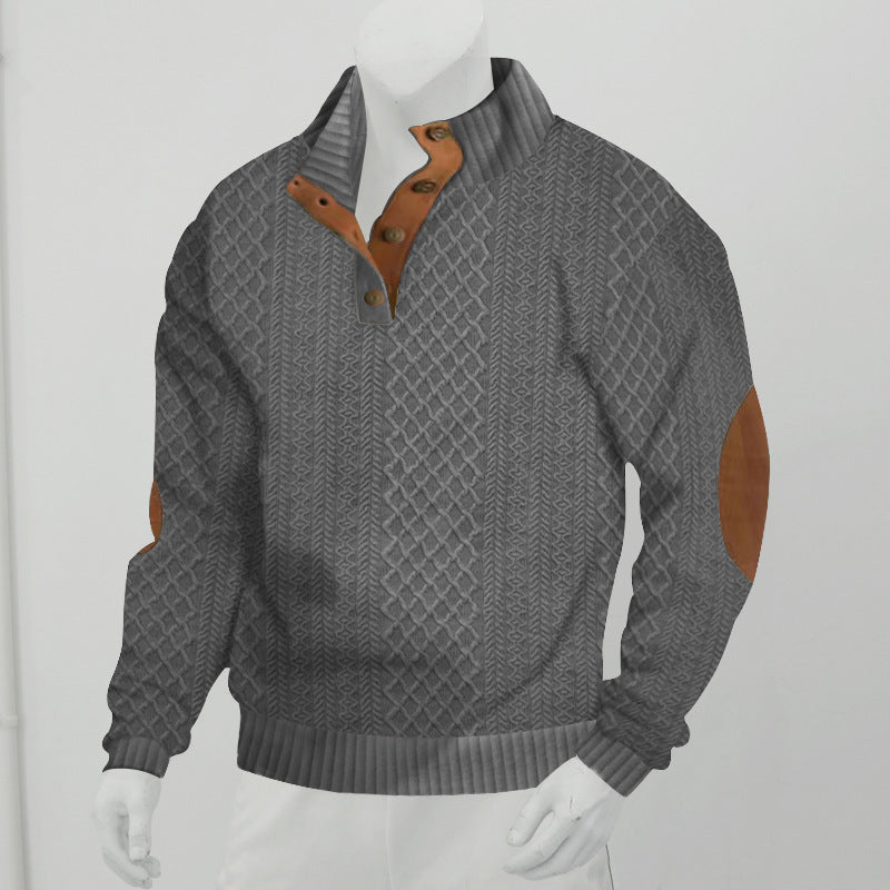 Suéter de punto jacquard de manga larga y cuello alto
