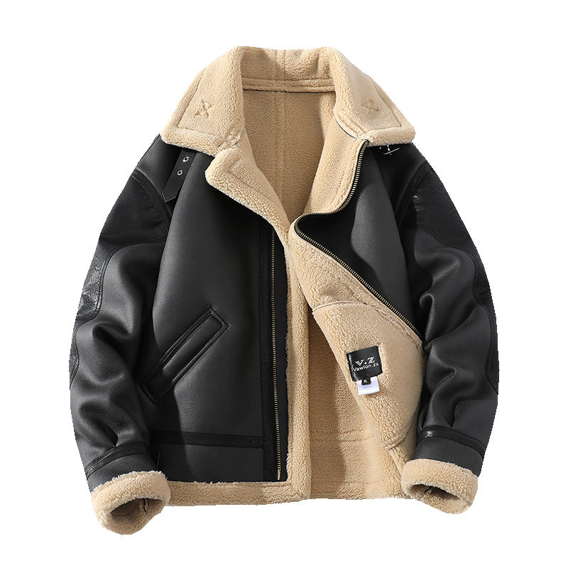 Chaqueta de talla grande con solapa integrada y pelo más grueso y forro polar
