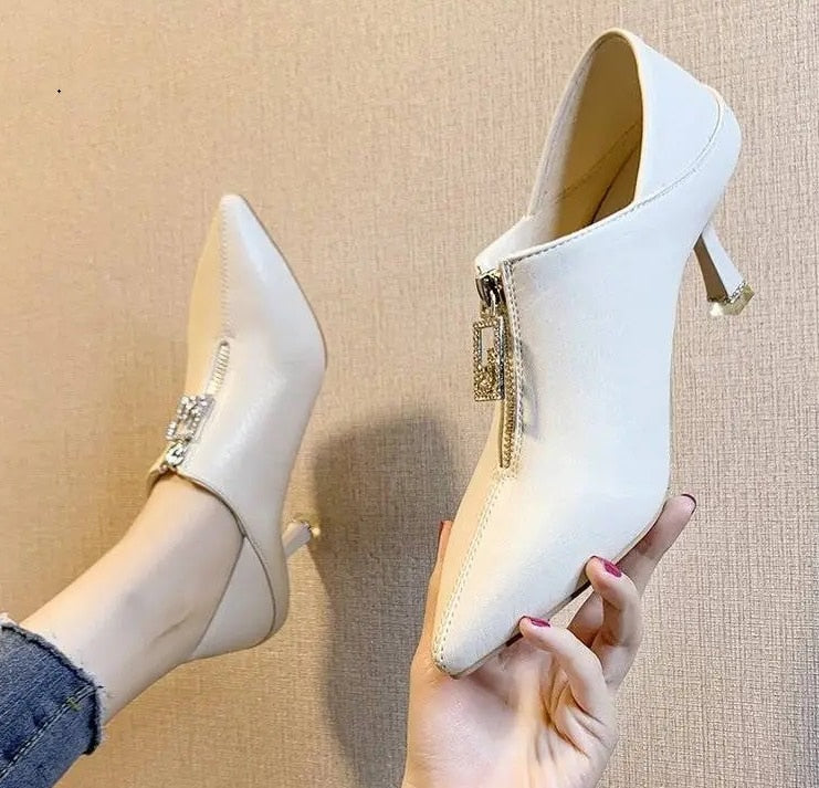 Cresfimix Botas Femininas Women Fashion Sweet High Quality Side Zipper Short Ankle Boots Lady Brand Design Brown Black Boot A798