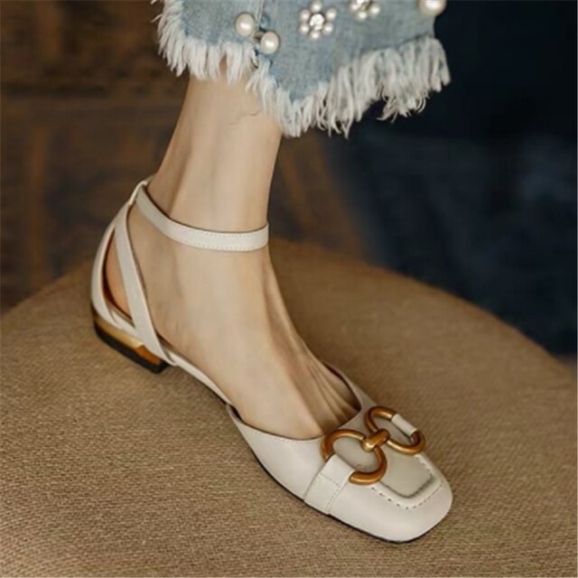 Sandalias de mujer 2021, elegantes zapatos y sandalias de oficina para mujer, zapatos casuales para mujer, sandalias de tacón cuadrado, zapatos planos sin cordones para mujer