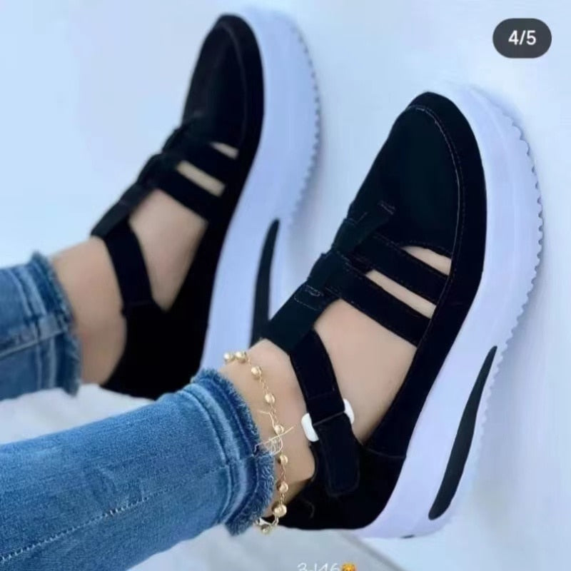 2023 Verano Nuevo Transpirable Malla Cuña Casual Zapatos Deportivos Talla Grande 43 Zapatos Antideslizantes Vulcanizados Para Mujer Plataforma Zapatillas Para Mujer