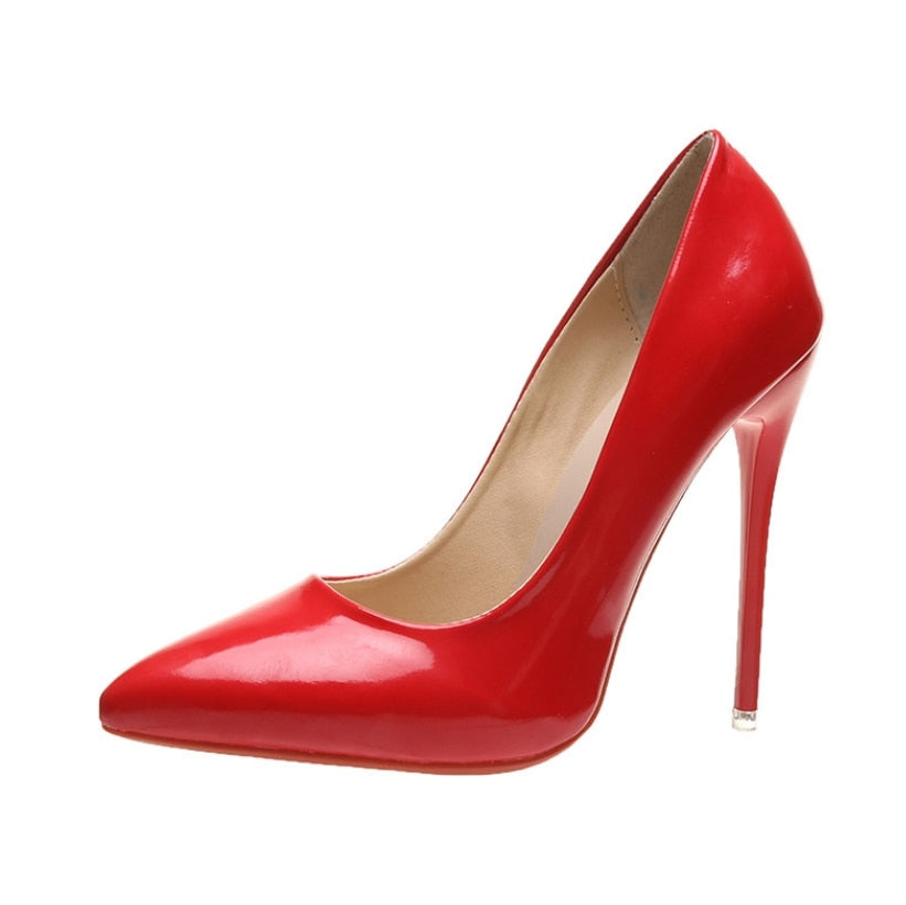 Zapatos de tacón alto de moda 2022 de talla grande 35 a 45 para mujer, zapatos de tacón de aguja fino de 12 cm para banquetes, bodas, zapatos de fiesta sexys con punta puntiaguda para mujer