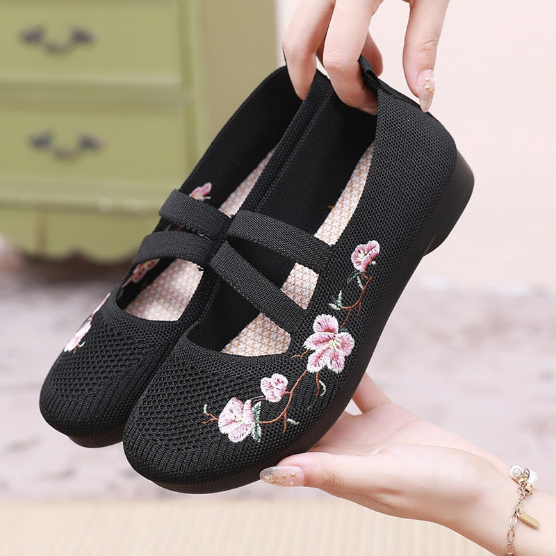Zapatillas de deporte de malla de verano para mujer, zapatos Mary Jane transpirables, antideslizantes, informales, para enfermera y oficina, bailarinas