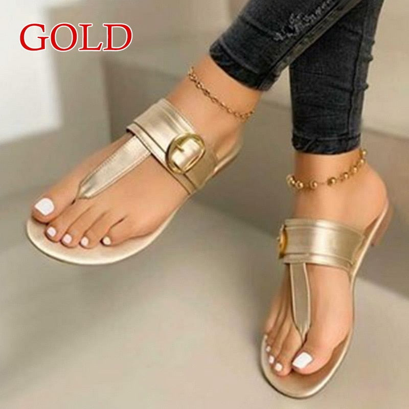Sandalias de mujer 2023, sandalias de playa al aire libre de verano, sandalias de gladiador de moda sólidas, zapatos planos de mujer, zapatos casuales para mujer