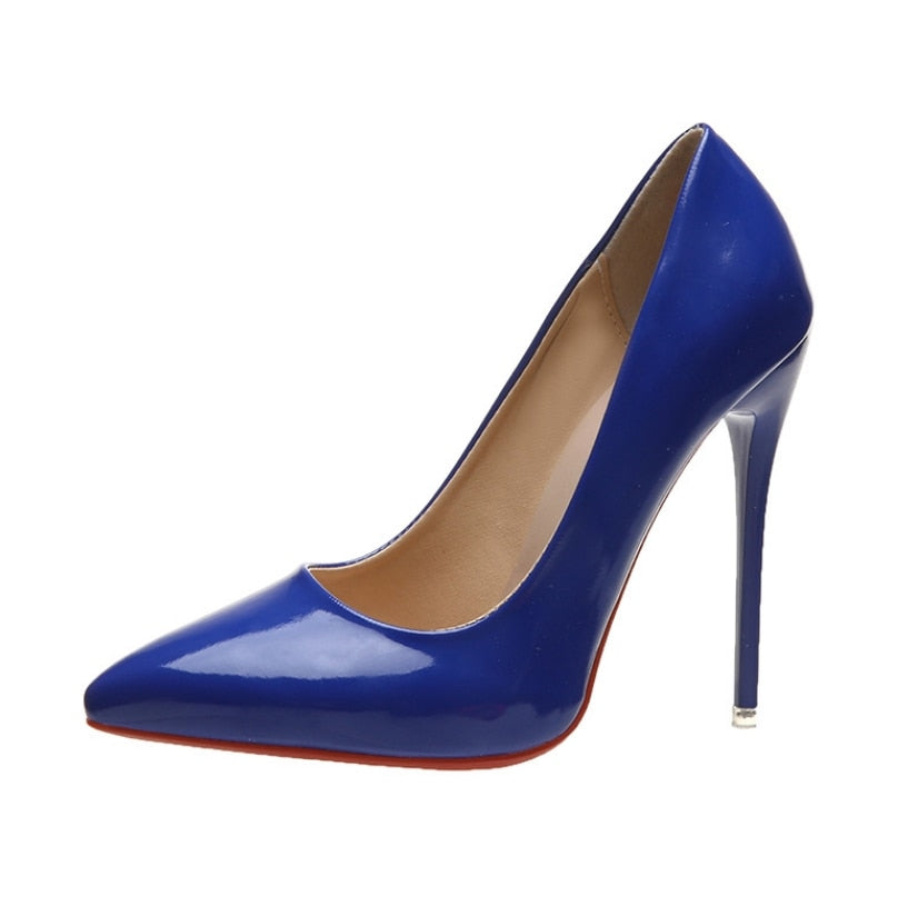 Zapatos de tacón alto de moda 2022 de talla grande 35 a 45 para mujer, zapatos de tacón de aguja fino de 12 cm para banquetes, bodas, zapatos de fiesta sexys con punta puntiaguda para mujer
