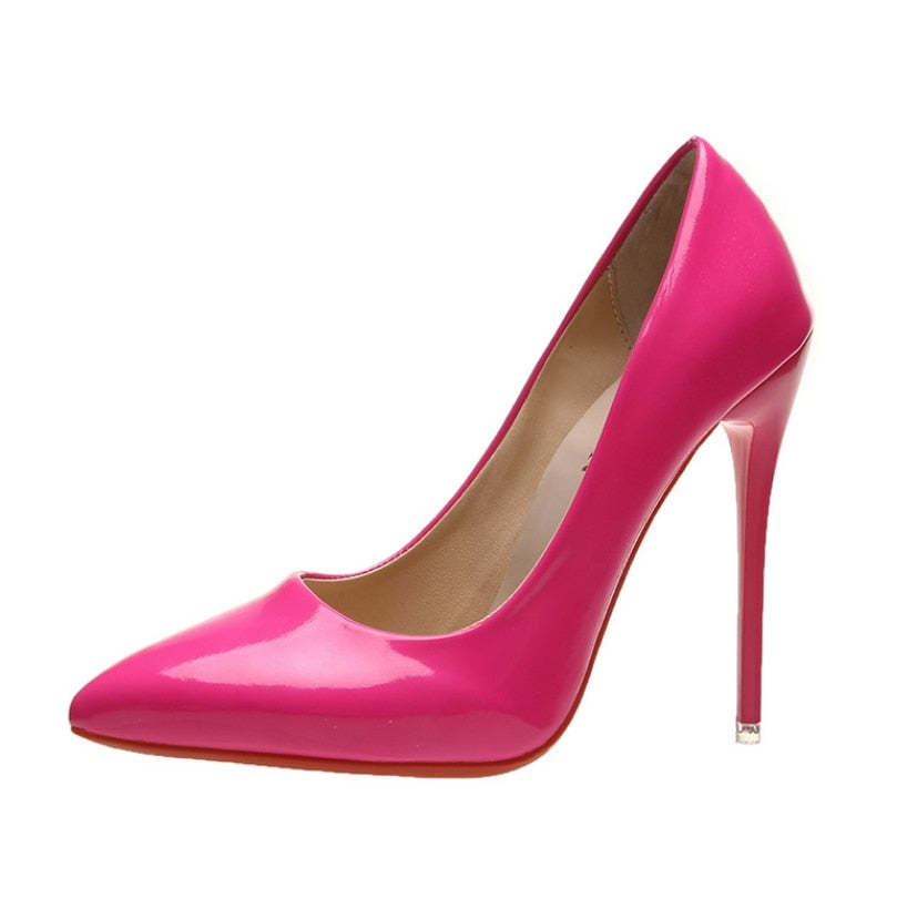 Zapatos de tacón alto de moda 2022 de talla grande 35 a 45 para mujer, zapatos de tacón de aguja fino de 12 cm para banquetes, bodas, zapatos de fiesta sexys con punta puntiaguda para mujer