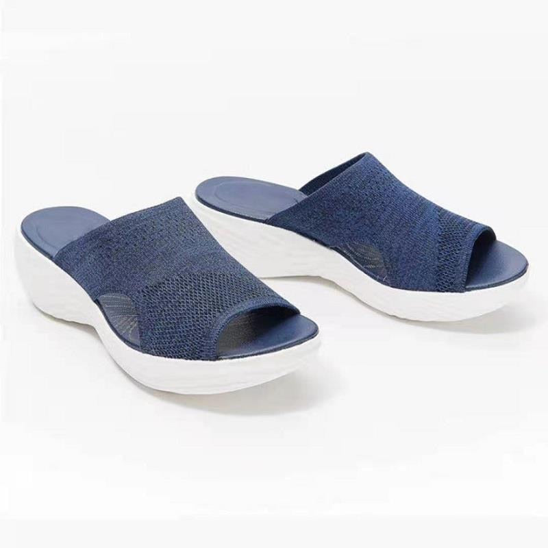 Sandalias ortopédicas elásticas informales para mujer, sandalias ortopédicas con punta abierta, transpirables, zapatos cruzados elásticos para exteriores