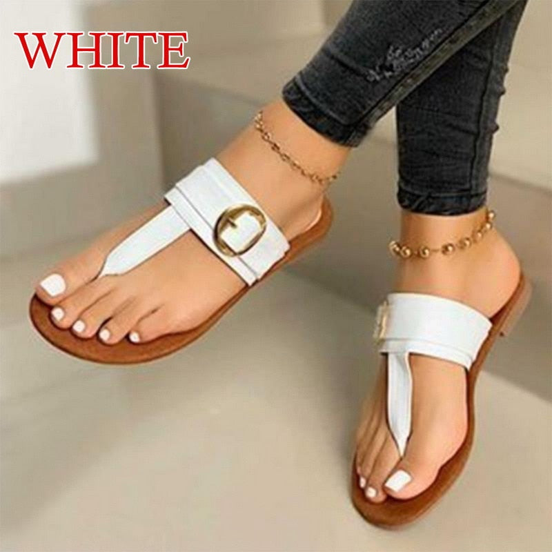 Sandalias de mujer 2023, sandalias de playa al aire libre de verano, sandalias de gladiador de moda sólidas, zapatos planos de mujer, zapatos casuales para mujer