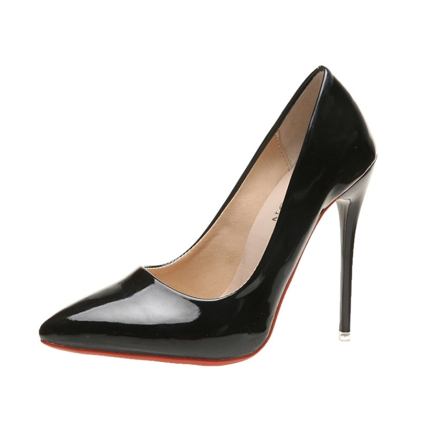 Zapatos de tacón alto de moda 2022 de talla grande 35 a 45 para mujer, zapatos de tacón de aguja fino de 12 cm para banquetes, bodas, zapatos de fiesta sexys con punta puntiaguda para mujer