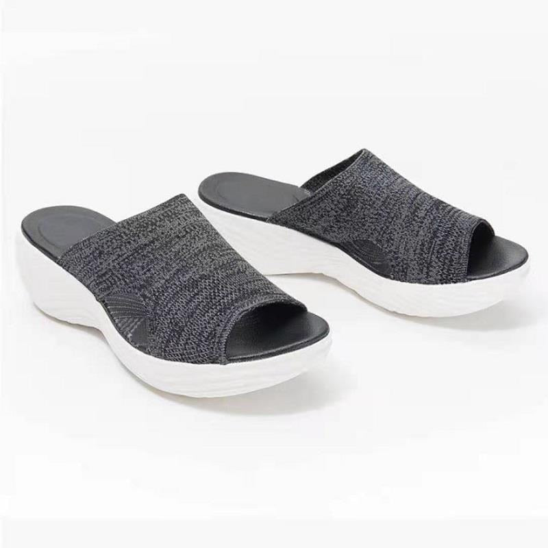 Sandalias ortopédicas elásticas informales para mujer, sandalias ortopédicas con punta abierta, transpirables, zapatos cruzados elásticos para exteriores