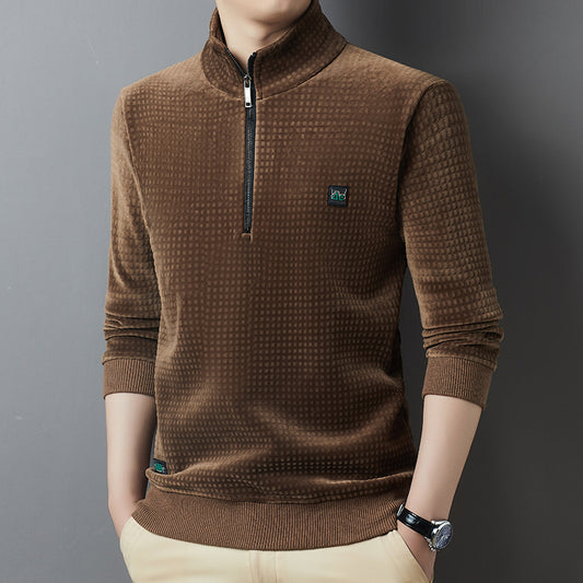 Camiseta cálida de moda para hombre, informal, de forro polar y con parte inferior gruesa