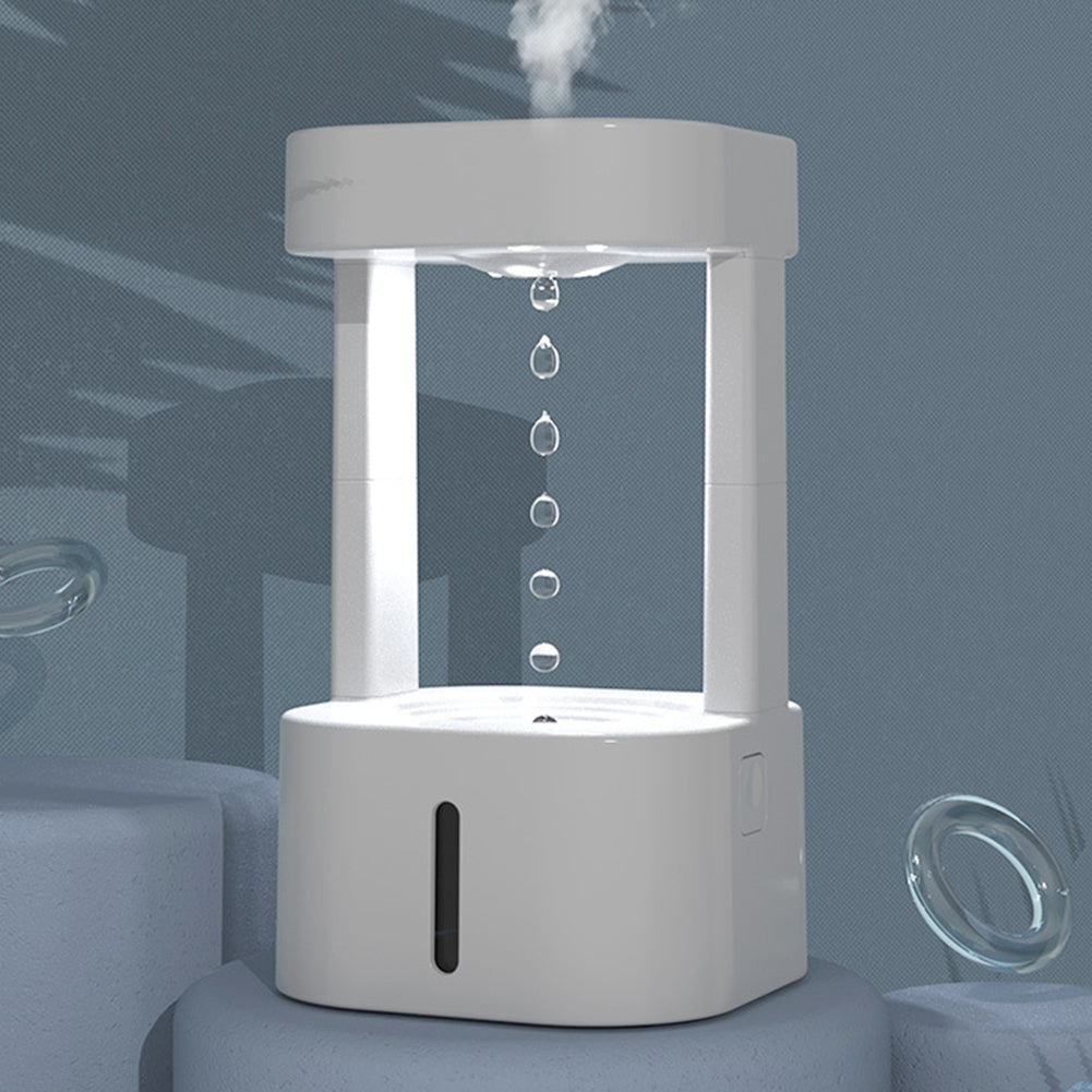 Humidificador de aire acondicionado con forma de gota de agua antigravedad creativo, pulverizador silencioso para el hogar, dormitorio y oficina con tanque de agua de 580 ml